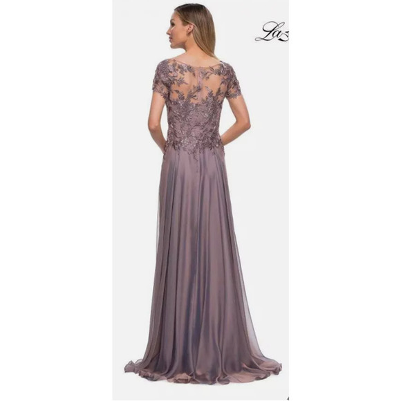 La Femme Size 4 Floral Embroidery Mother of the Bride Gown Mauve Style 29235 - Picture 11 of 11
